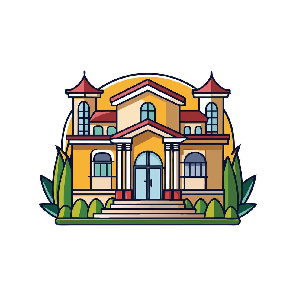 Stunning Luxury Villa with Bold Outline vector