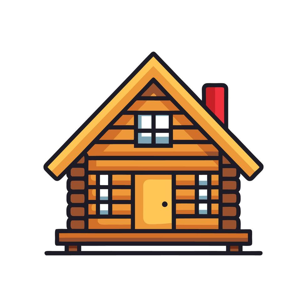 Elegant Log Cabin with Bold Outline Features vector