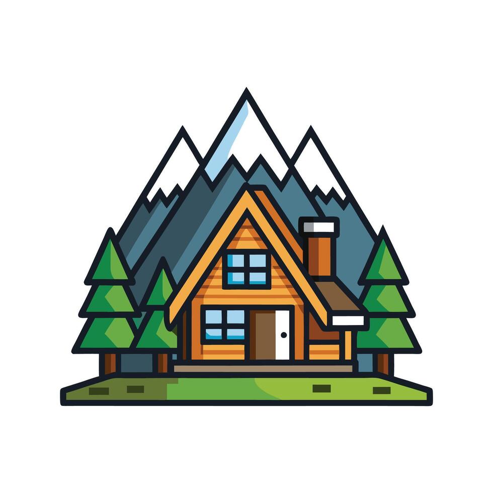 Elegant Mountain Cabin with Inviting Design vector
