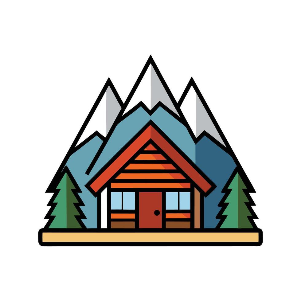 Beautiful Mountain Cabin Showcasing Rustic Design vector