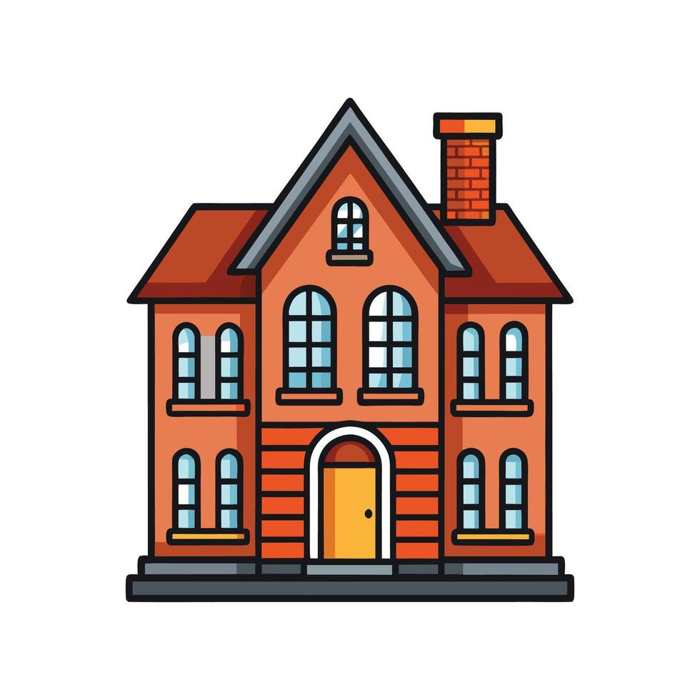 Elegant Old Brick Residence with Unique Style vector