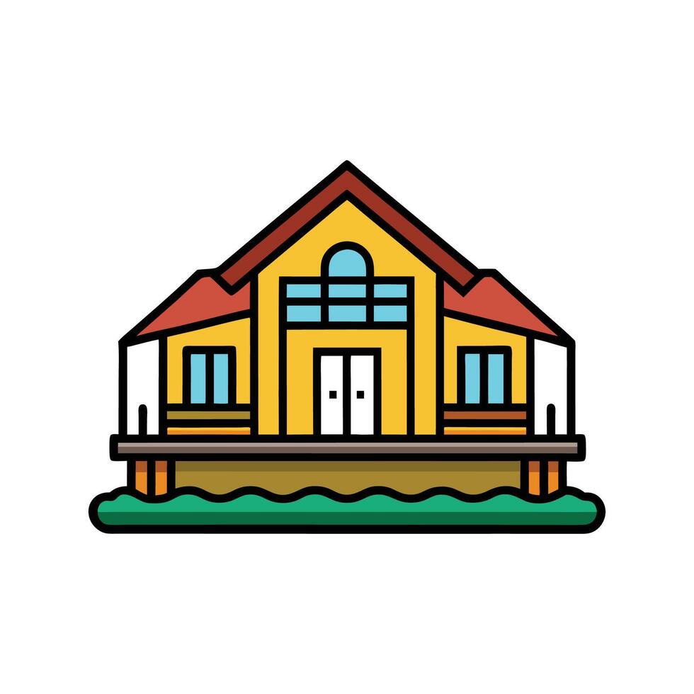 Charming Riverside House with Scenic Views vector