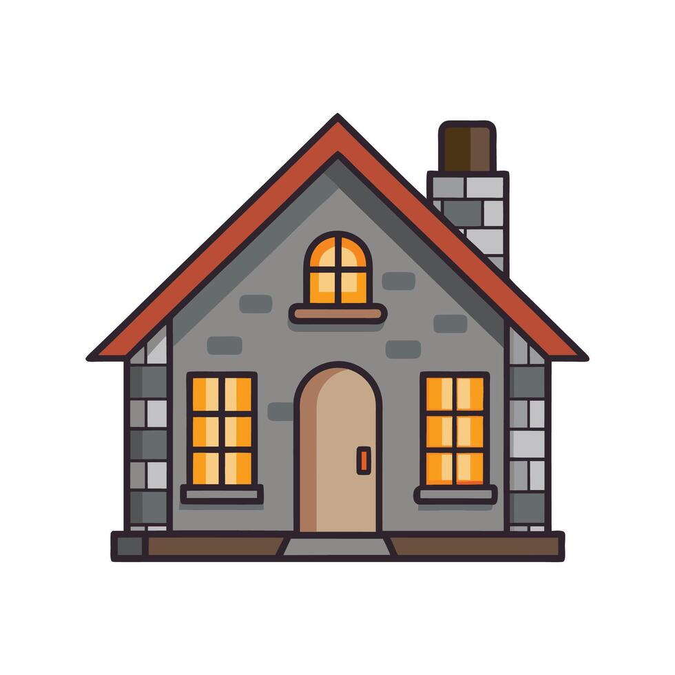 Stylish Stone Cottage Featuring Warm Design vector