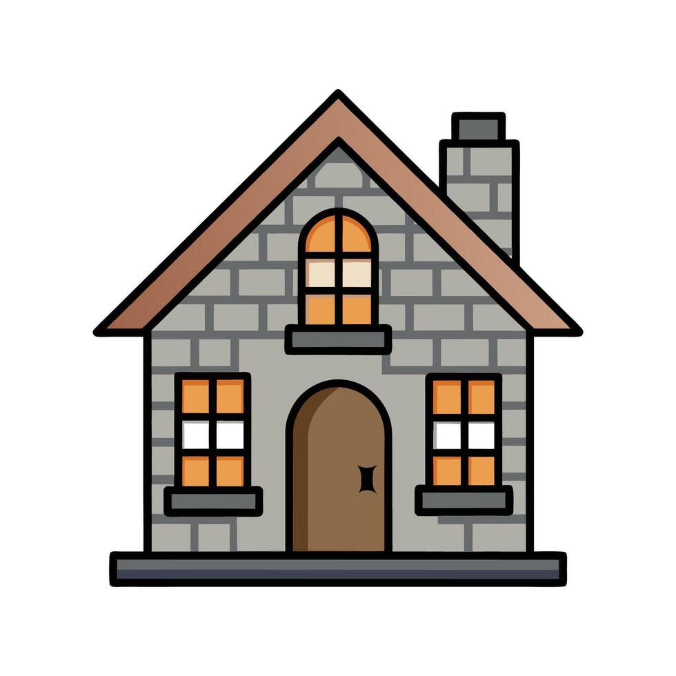 Stylish Stone House Featuring Rustic Appeal vector