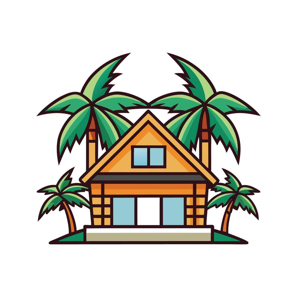 Stylish Tropical House Featuring Elegant Design vector