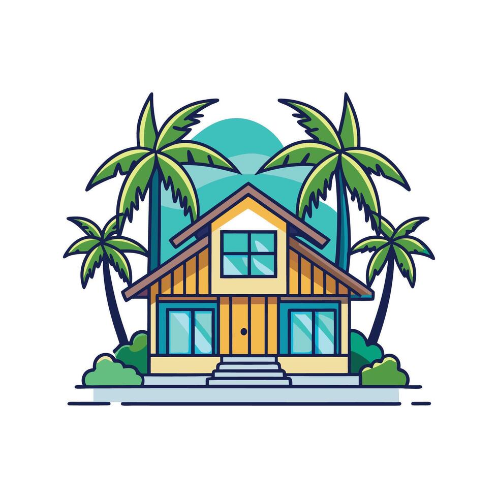 Beautiful Tropical Residence with Inviting Elements vector