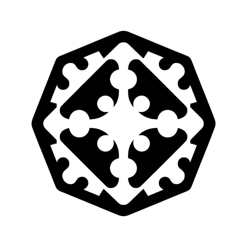 Symmetrical black and white geometric pattern within an octagonal frame, evoking modern and minimalism vector