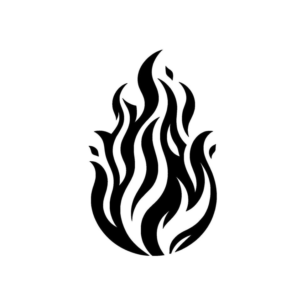 Bold black and white fire icon stylized flames on a clean white background. a modern, representation of combustion. vector