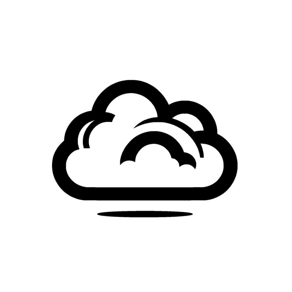 Simplified cloud in black and white, minimalist for data storage, technology, and weather concepts on a bright white background vector