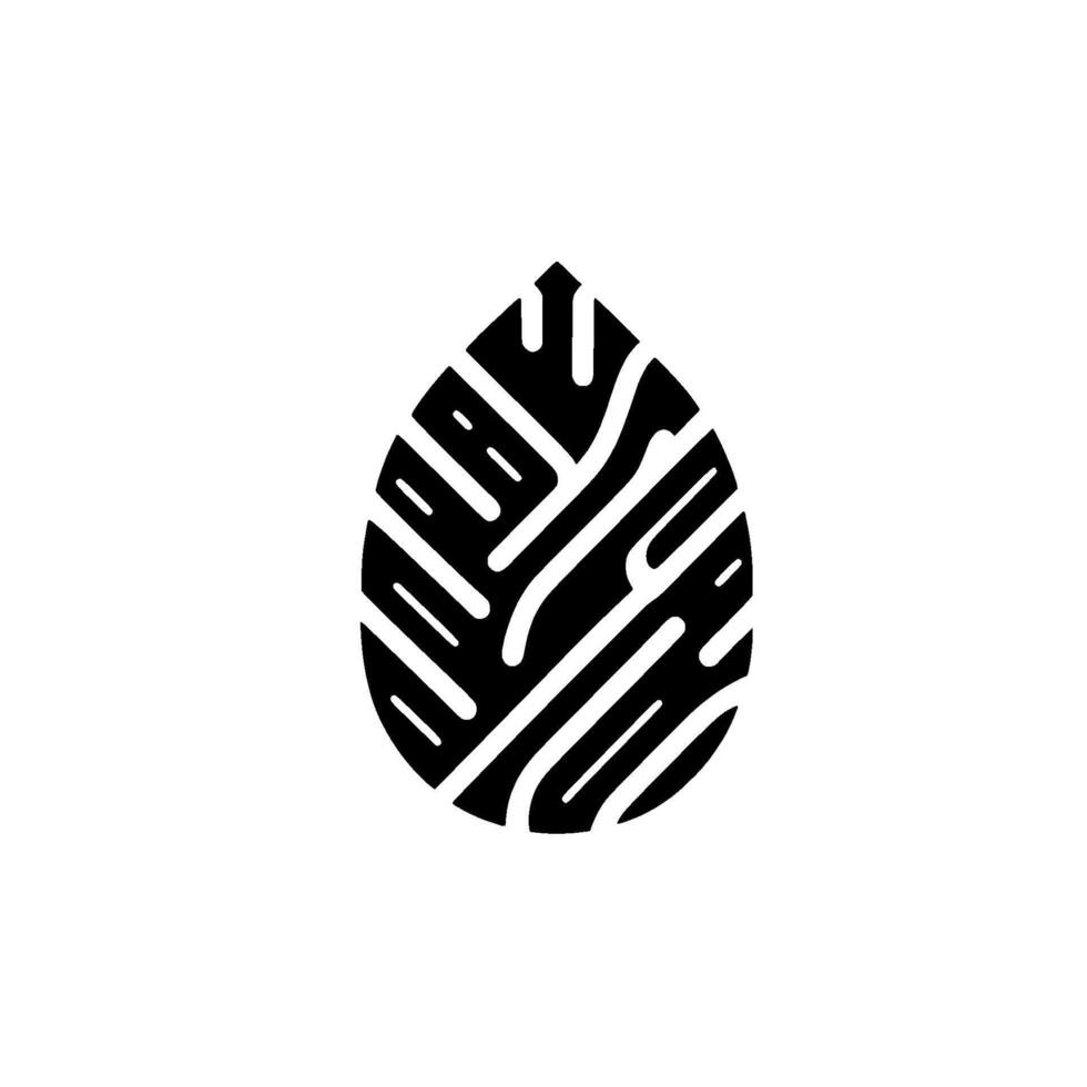 Minimalist black and white abstract teardrop with intricate interwoven lines and a clean, modern aesthetic. vector