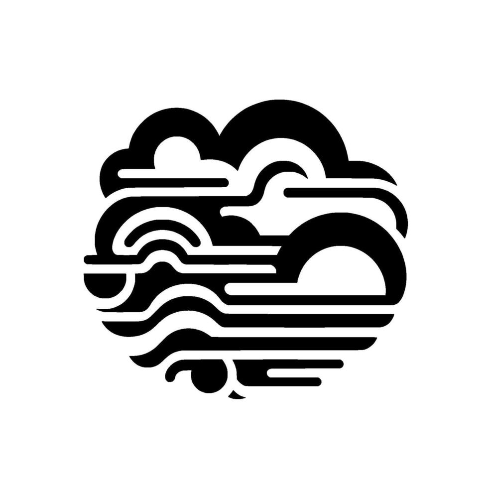 Stylized black and white cloud formation illustration, organic shapes and design, modern minimalist abstract art. vector
