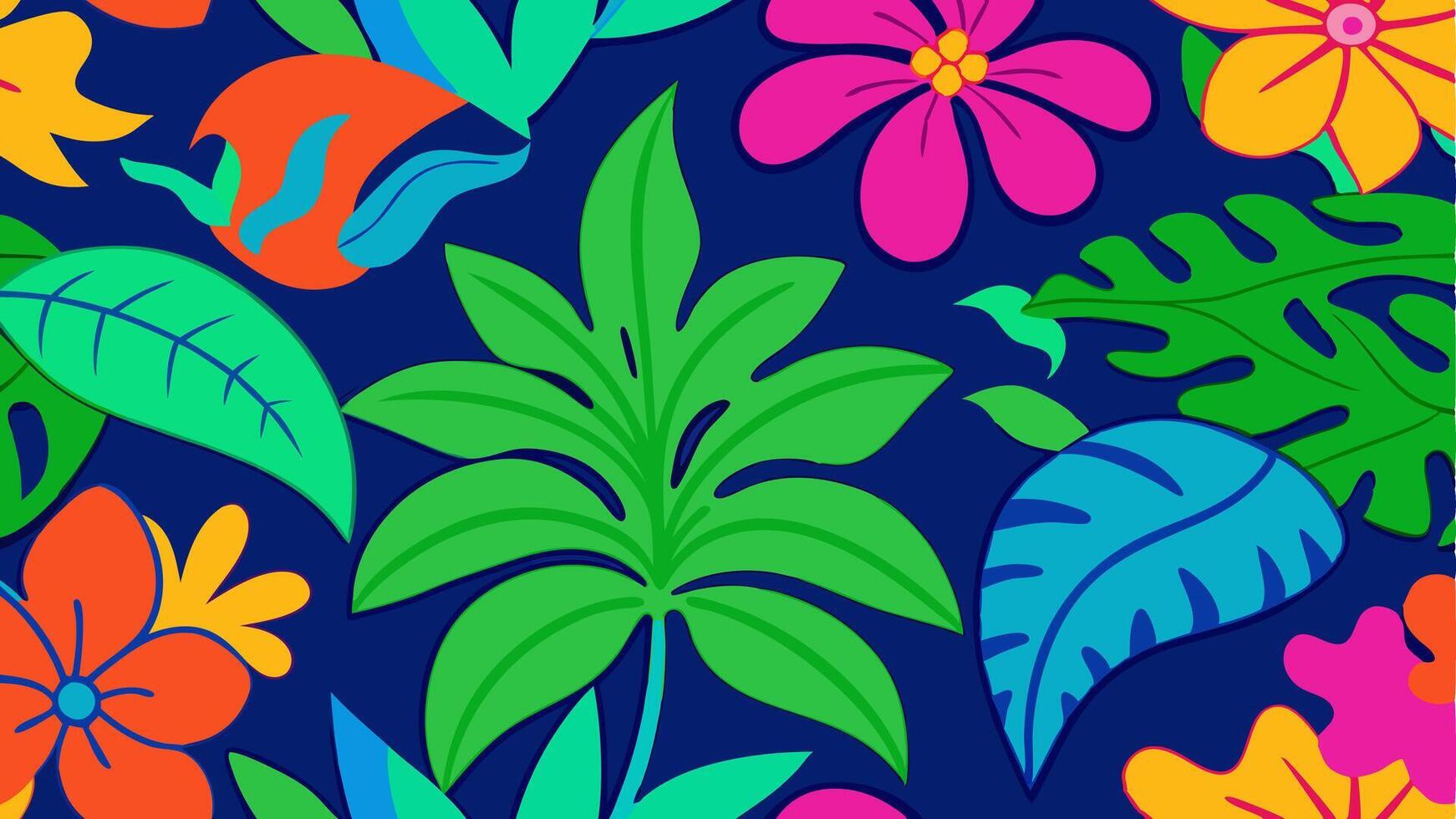 Tropical Rainforest Floral Abstract Seamless Textile Design for Fashion vector