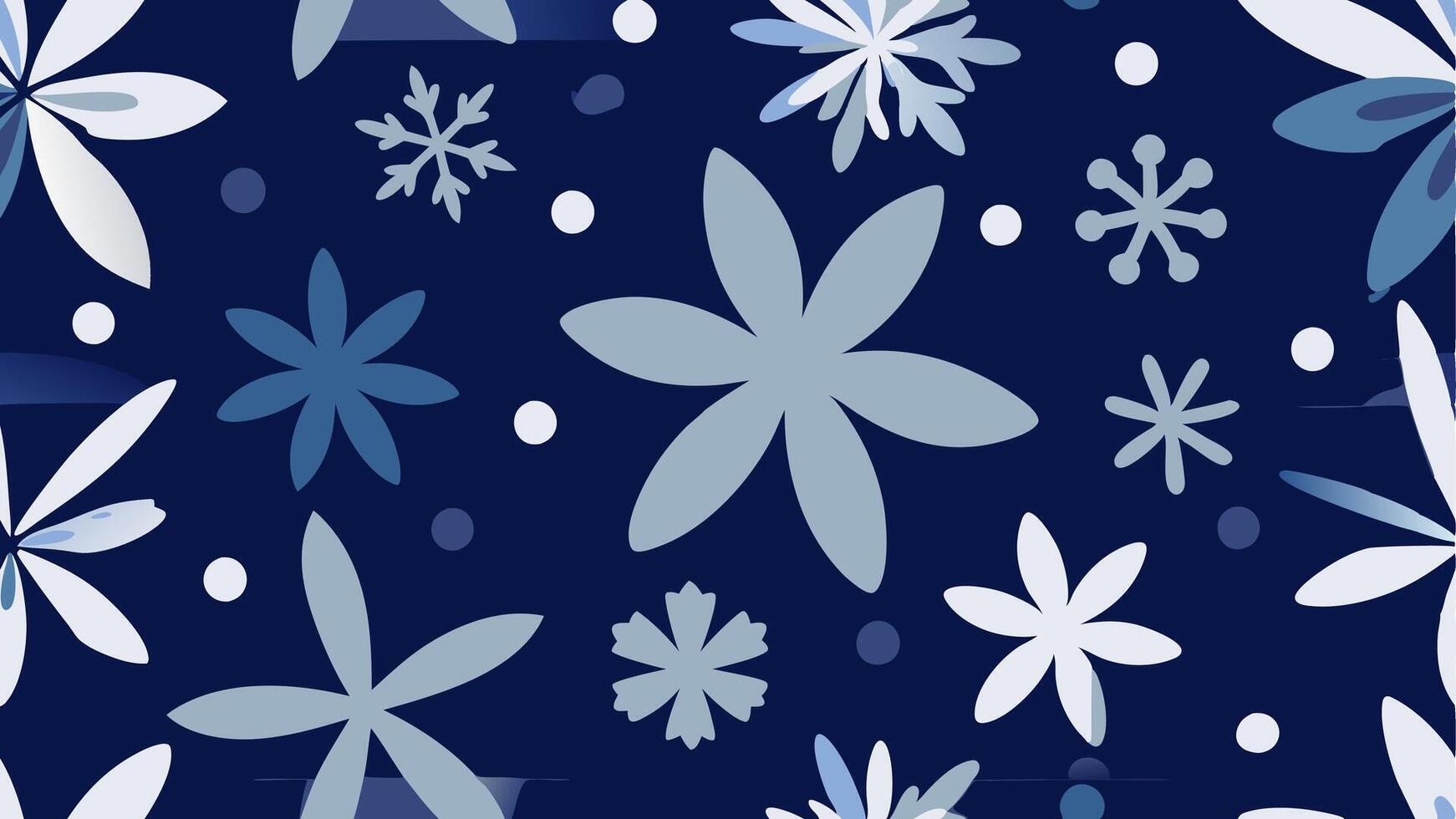 Winter Night Frosted Floral Pattern A Serene Cool Seamless Design for Wallpapers vector