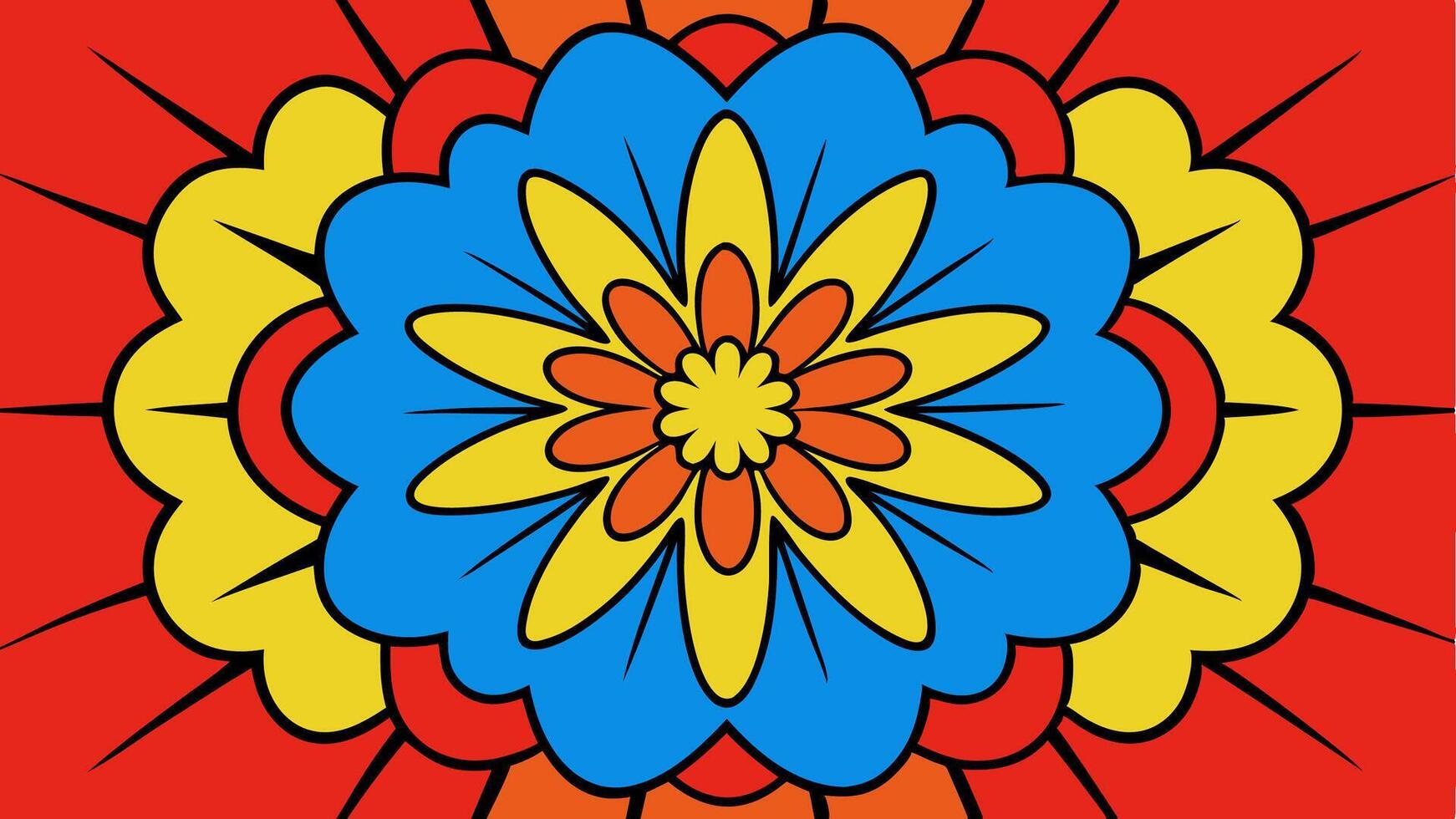 Vibrant Pop Art Floral Explosion Seamless Design with Bold and Colorful Abstract Flowers in a Funky Retro Style for Fashion Print vector