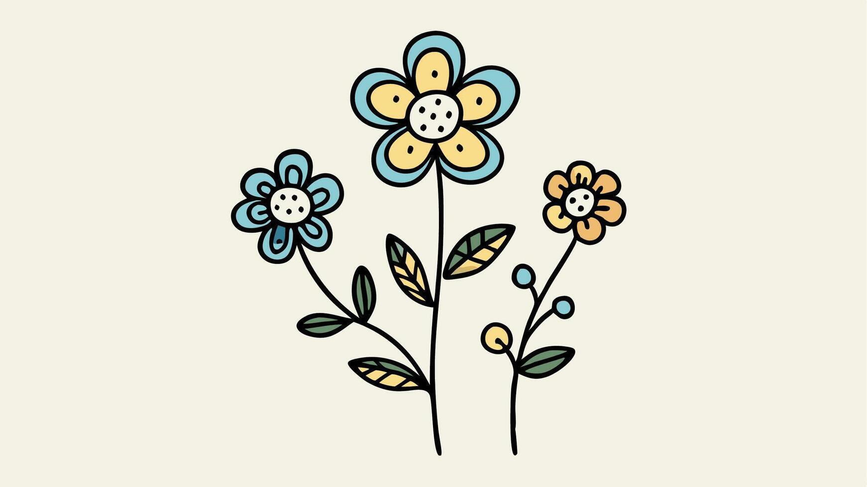 Hand Drawn Floral Sketch Seamless Pattern with a Playful Style vector