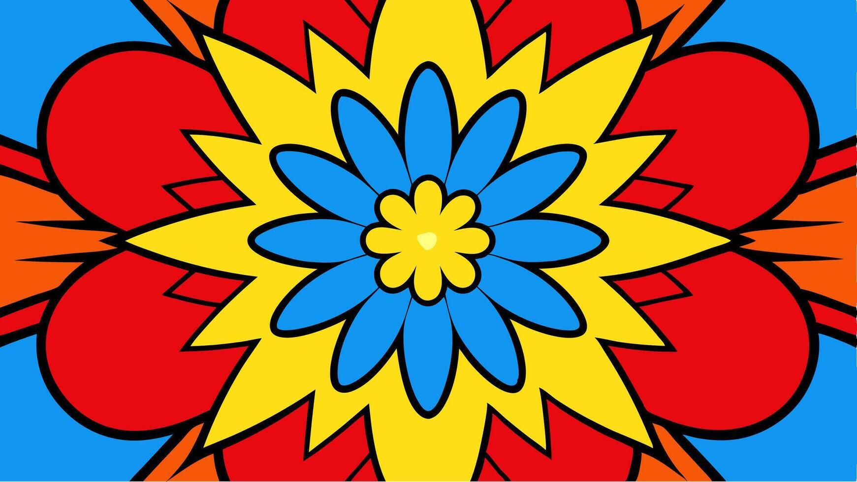 Vibrant Pop Art Floral Explosion Seamless Design with Bold and Colorful Abstract Flowers in a Funky Retro Style and Decorative Patterns vector