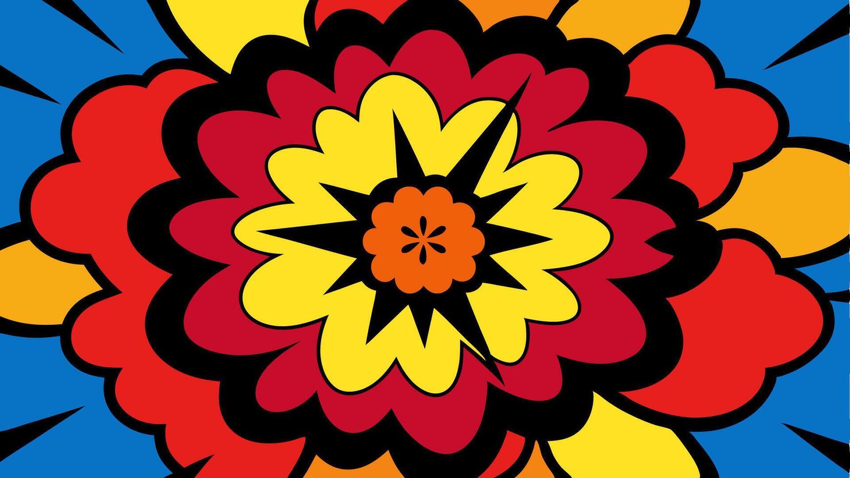 Vibrant Pop Art Floral Explosion Seamless Design with Bold and Colorful Abstract Flowers in a Funky Retro Style for Decorative Patterns vector