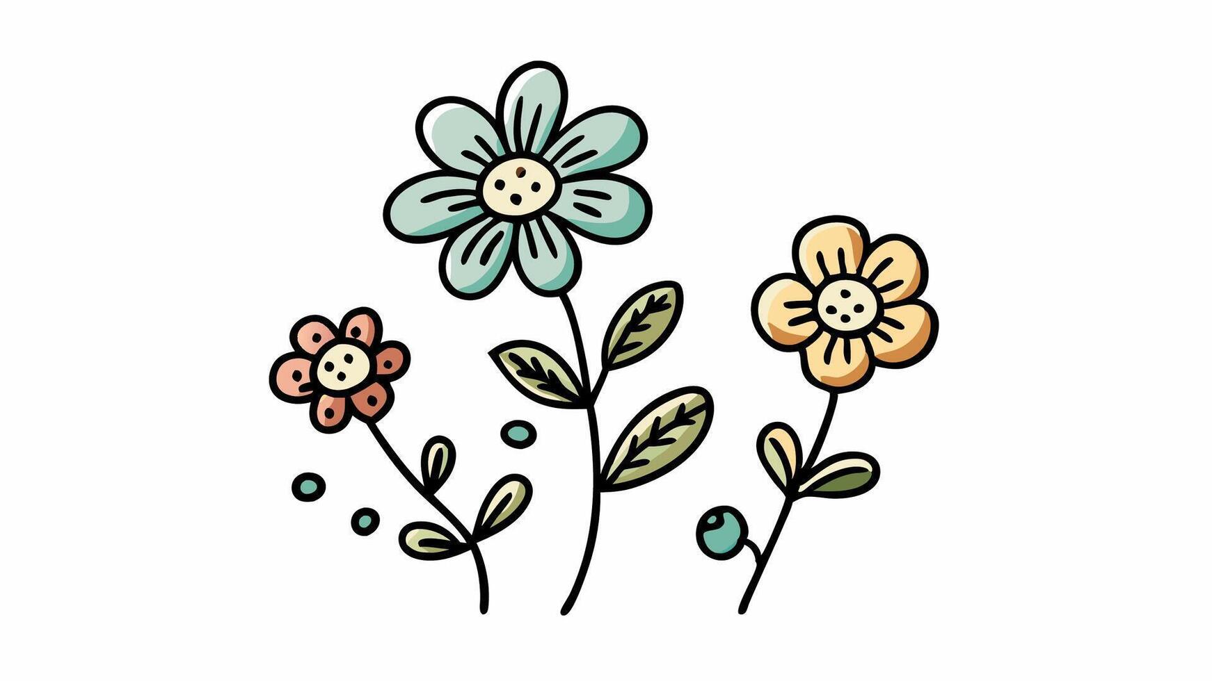 Whimsical Doodle Style Floral Sketch Seamless Design for Fabrics vector