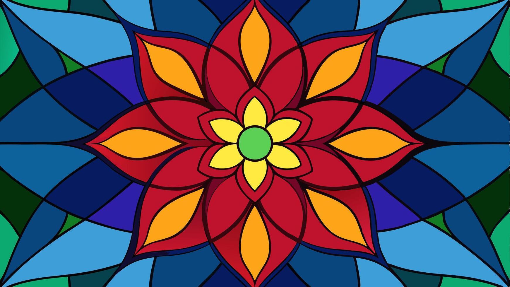 Rainbow Glass Stained Floral Design with a Colorful Artistic Seamless Background vector