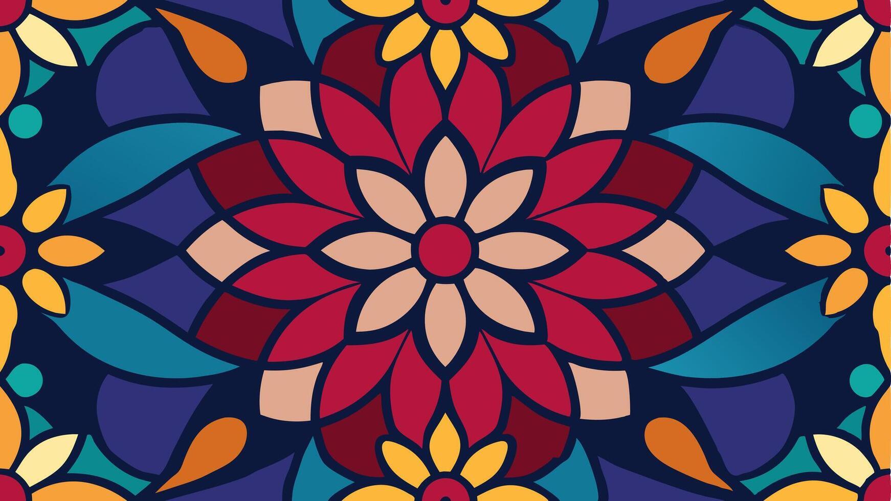 Elegant Stained Glass Floral Panels with Intricate Textile Seamless Pattern Design vector