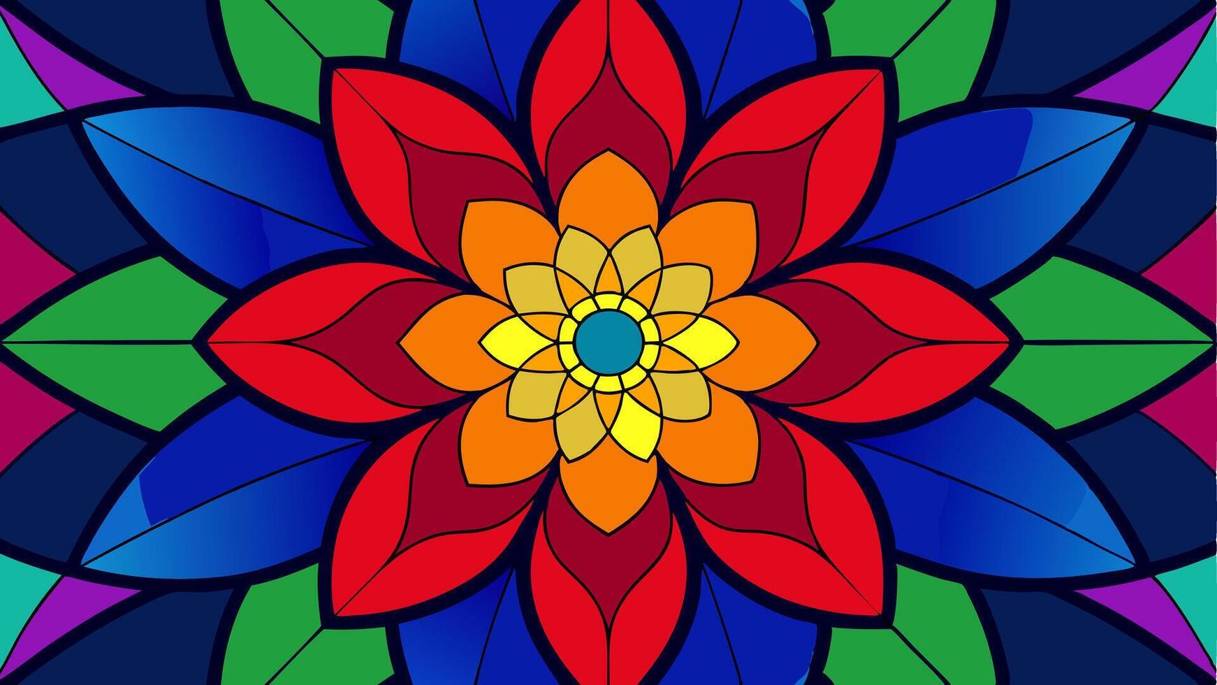 Rainbow Glass Stained Floral Design Colorful Artistic Pattern Seamless Background vector
