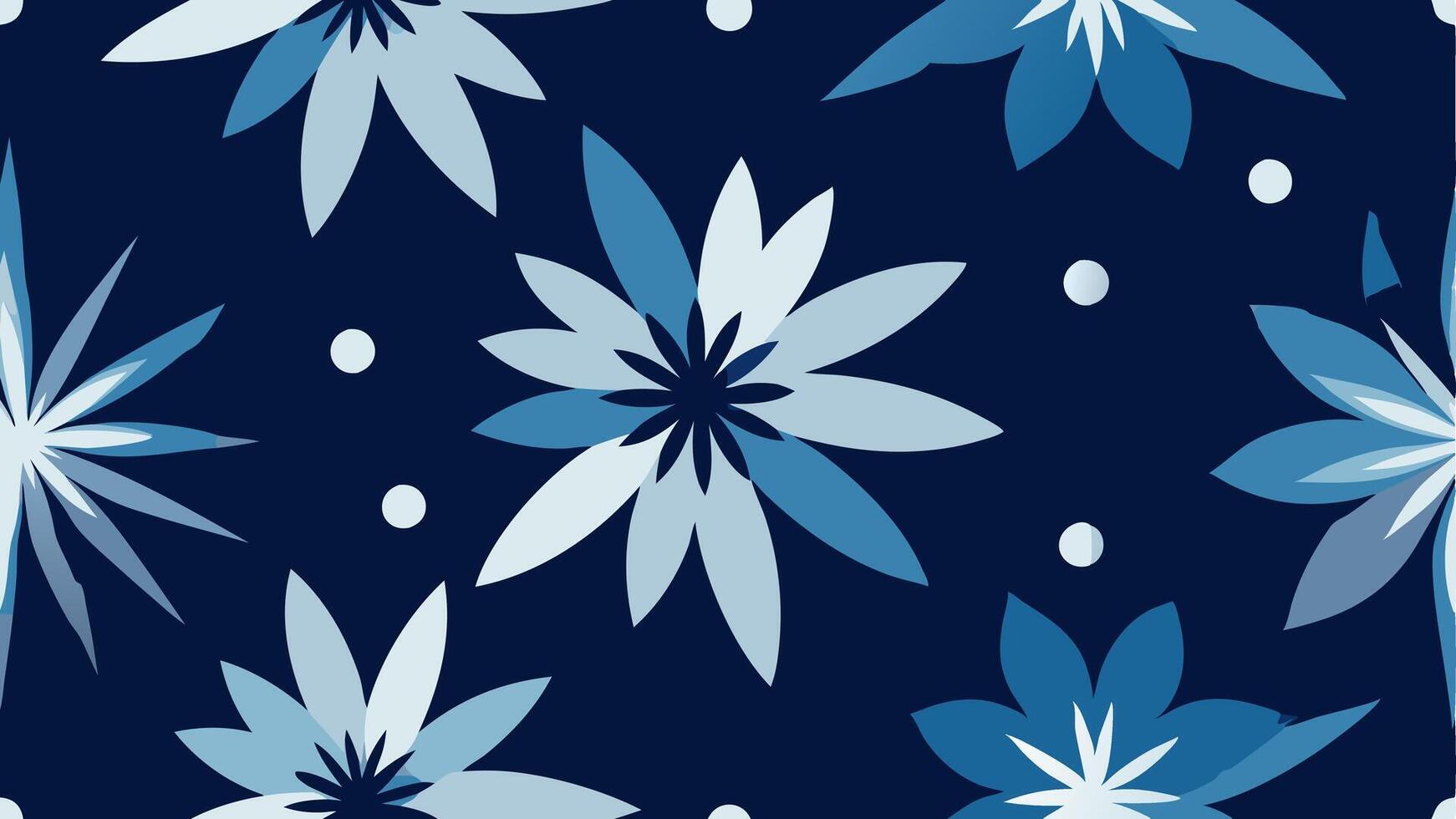 Winter Night Frosted Floral Pattern A Serene Cool Seamless Design Fabric and Wallpaper vector