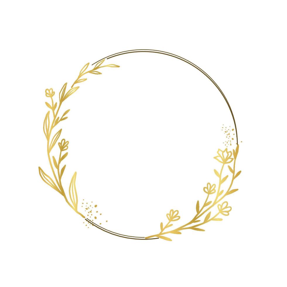 Gold Flower Circle Frame with Delicate Details vector