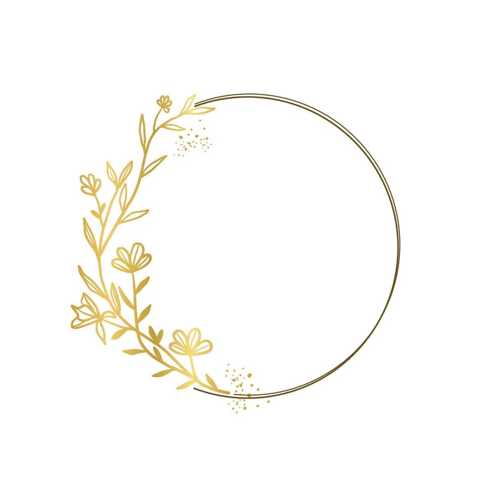 Gold Floral Circle Frame for Graphic Design vector