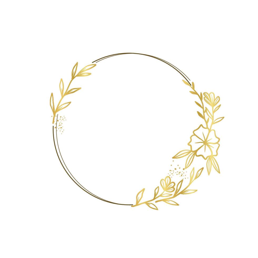 Luxury Gold Botanical Wreath Design Element vector