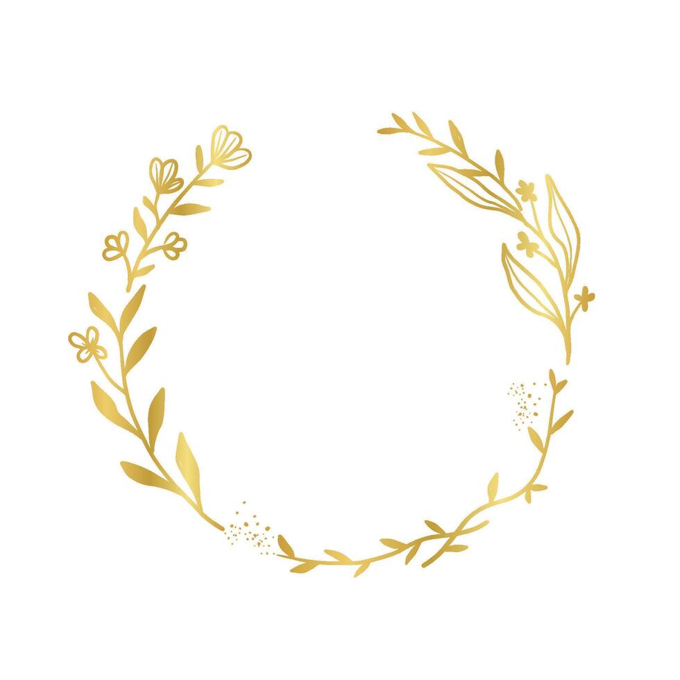 Gold Floral Circle Frame for Wedding Invitation vector