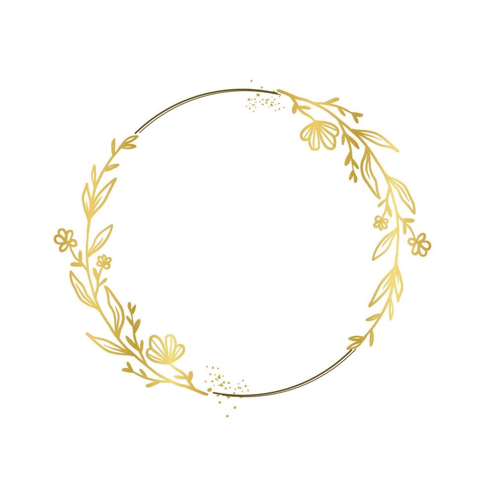 Minimalist Gold Flower Circle Frame vector