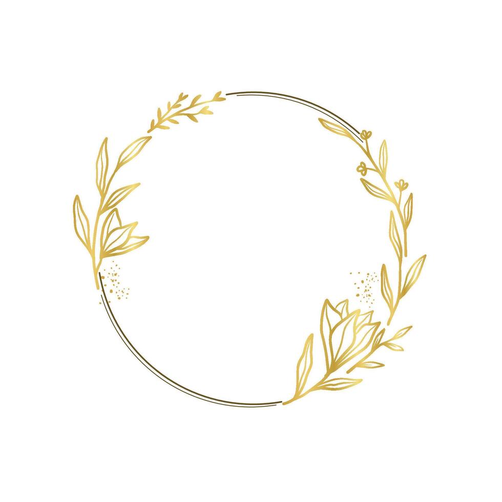 Sparkling and Elegant Gold Flower Circle Frame vector