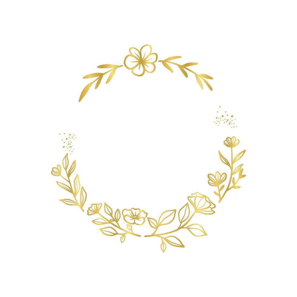 Elegant Gold Floral Circle Invitation Frame vector