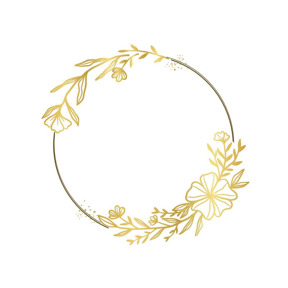 Gold Flower Circle Frame for Decoration vector