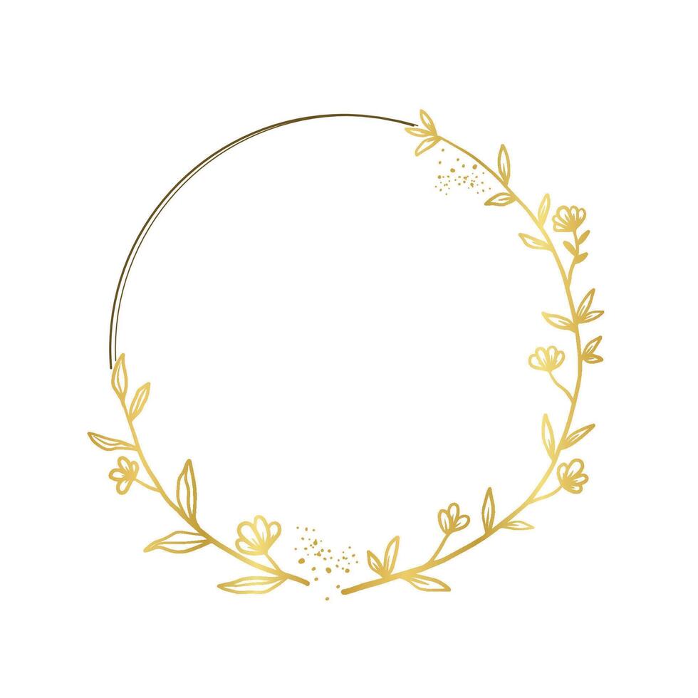 Gold Flower Circle Frame for Greeting Card vector
