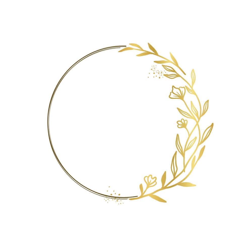 Gold Floral Circle with Abstract Design vector
