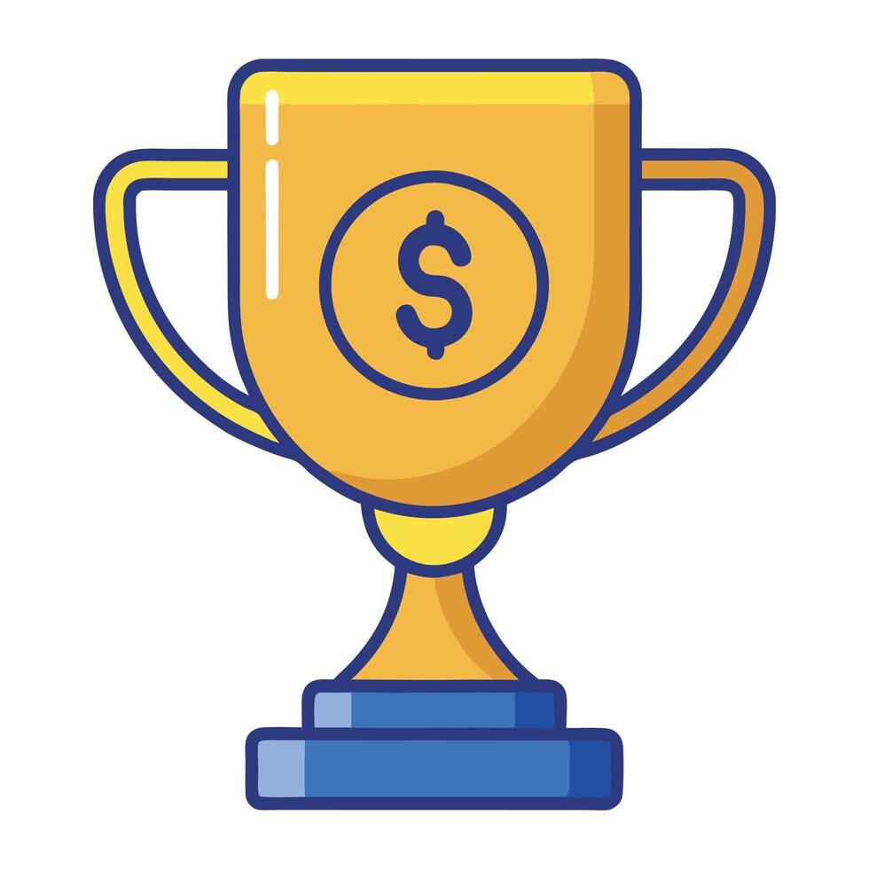 Golden Trophy Cup with Dollar Sign Emblem Representing Financial Success vector