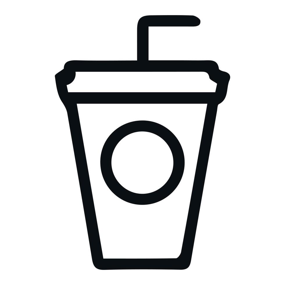 Minimalist Disposable Drink Cup Icon with Black Outline and White Background vector