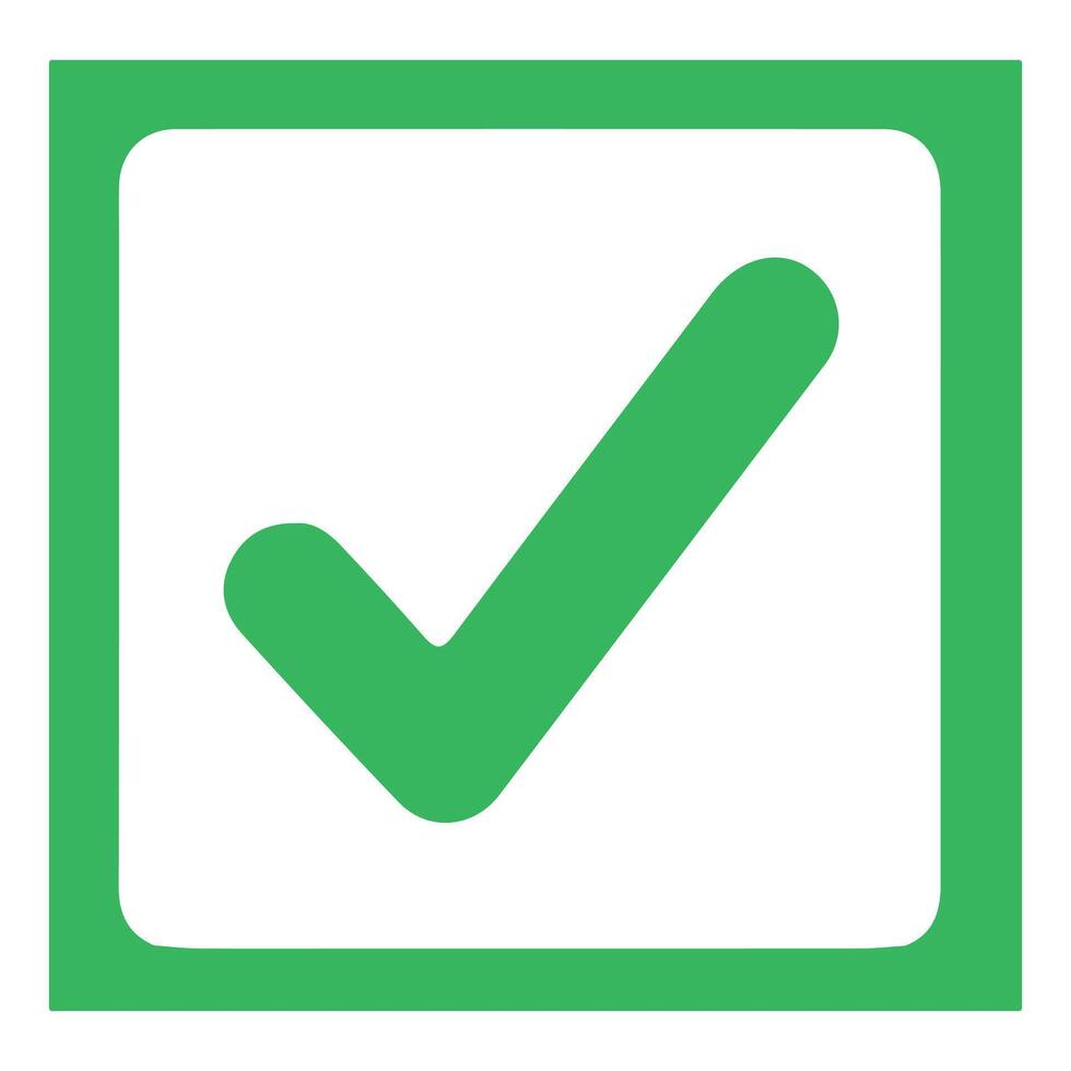 Green Checkmark Icon on White Background with Square Shape for Approval Symbol vector