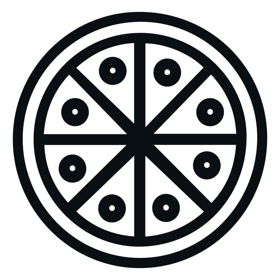 Minimalist Black and White Pizza Icon with Geometric Slice and Pepperoni Dots vector