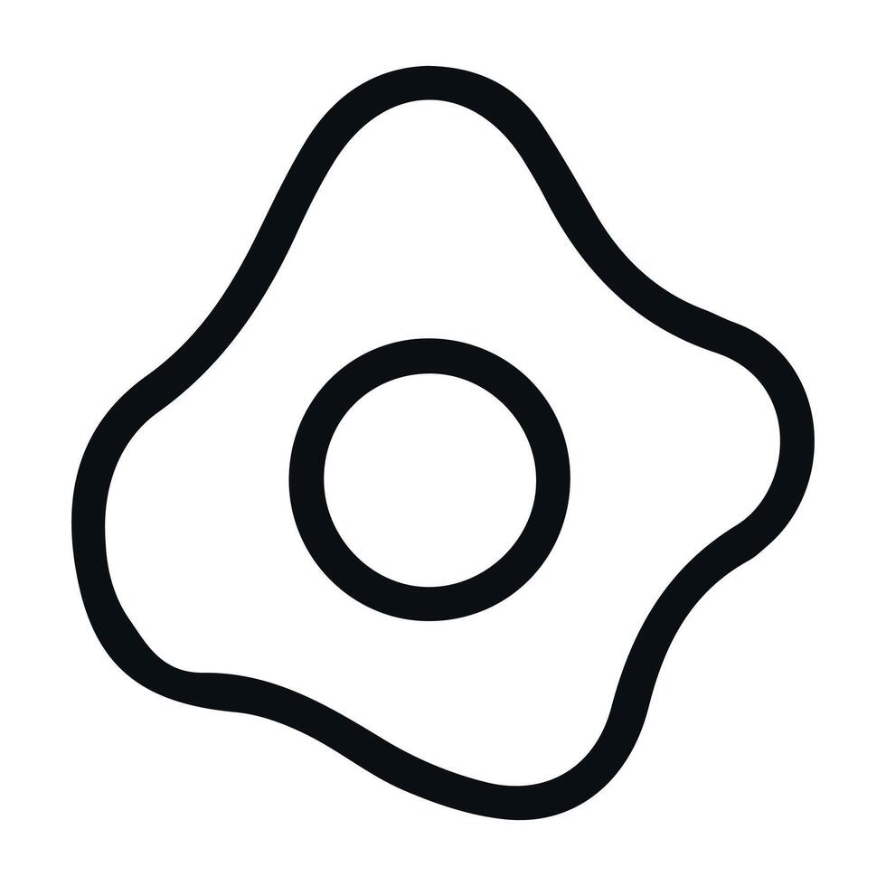 Simple Black and White Fried Egg Icon Minimalist Design with Bold Outline vector