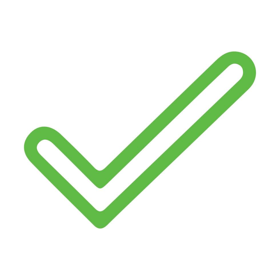 Neon Green Checkmark Icon with Glowing Outline and Minimalist Design vector