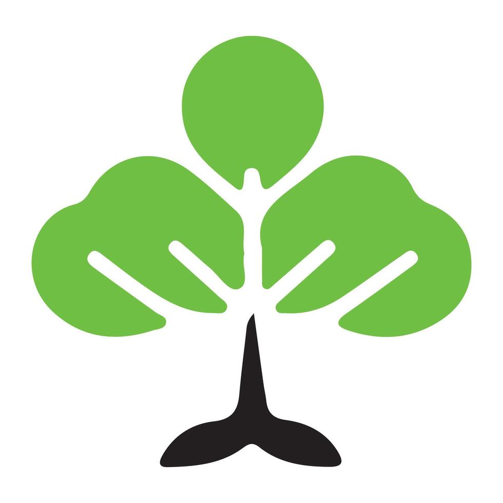 Minimalist Tree Logo with Green Leaves and Black Trunk for Eco-Friendly Branding vector
