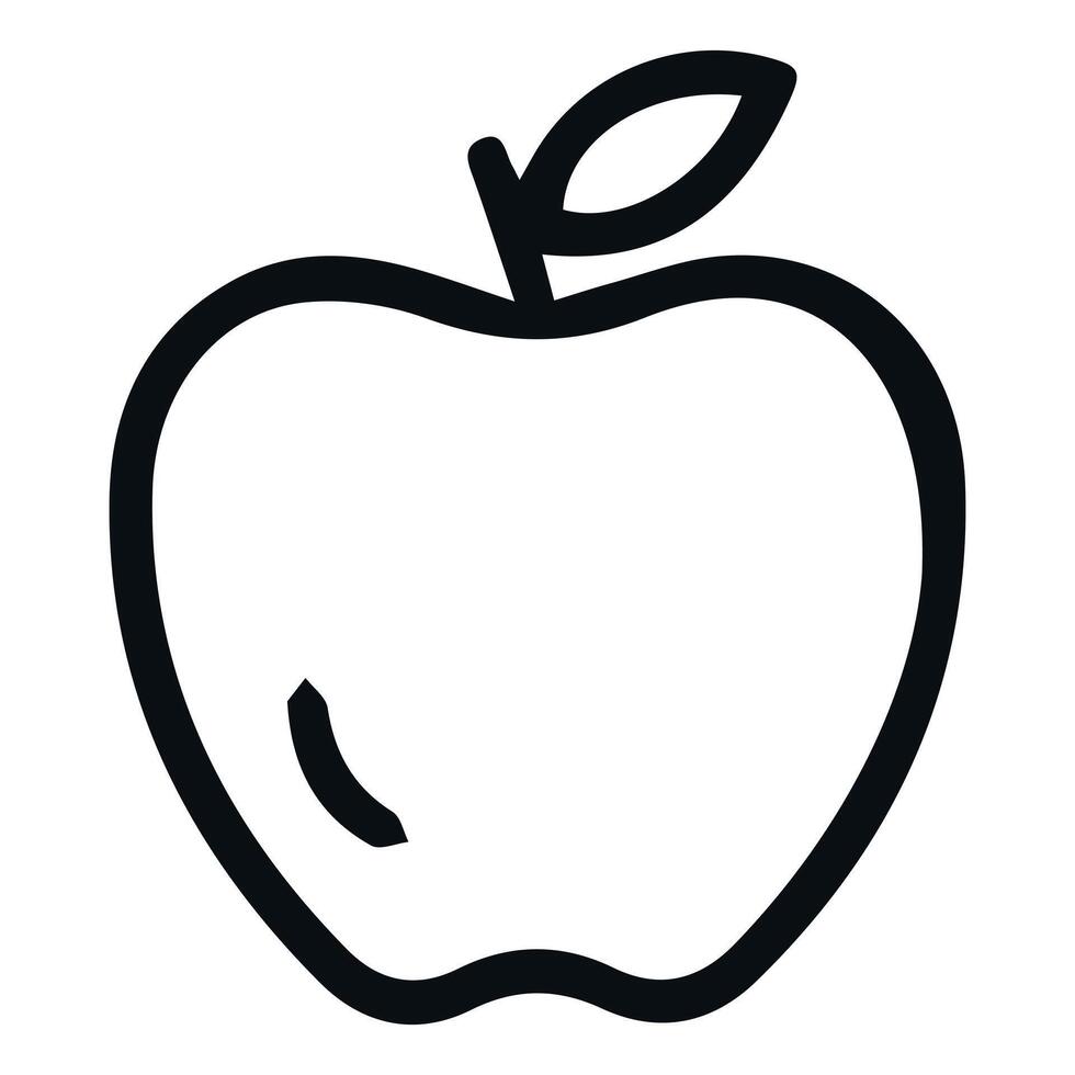 Simple Black Line Drawing Apple Icon Minimalist Design with Single Leaf vector