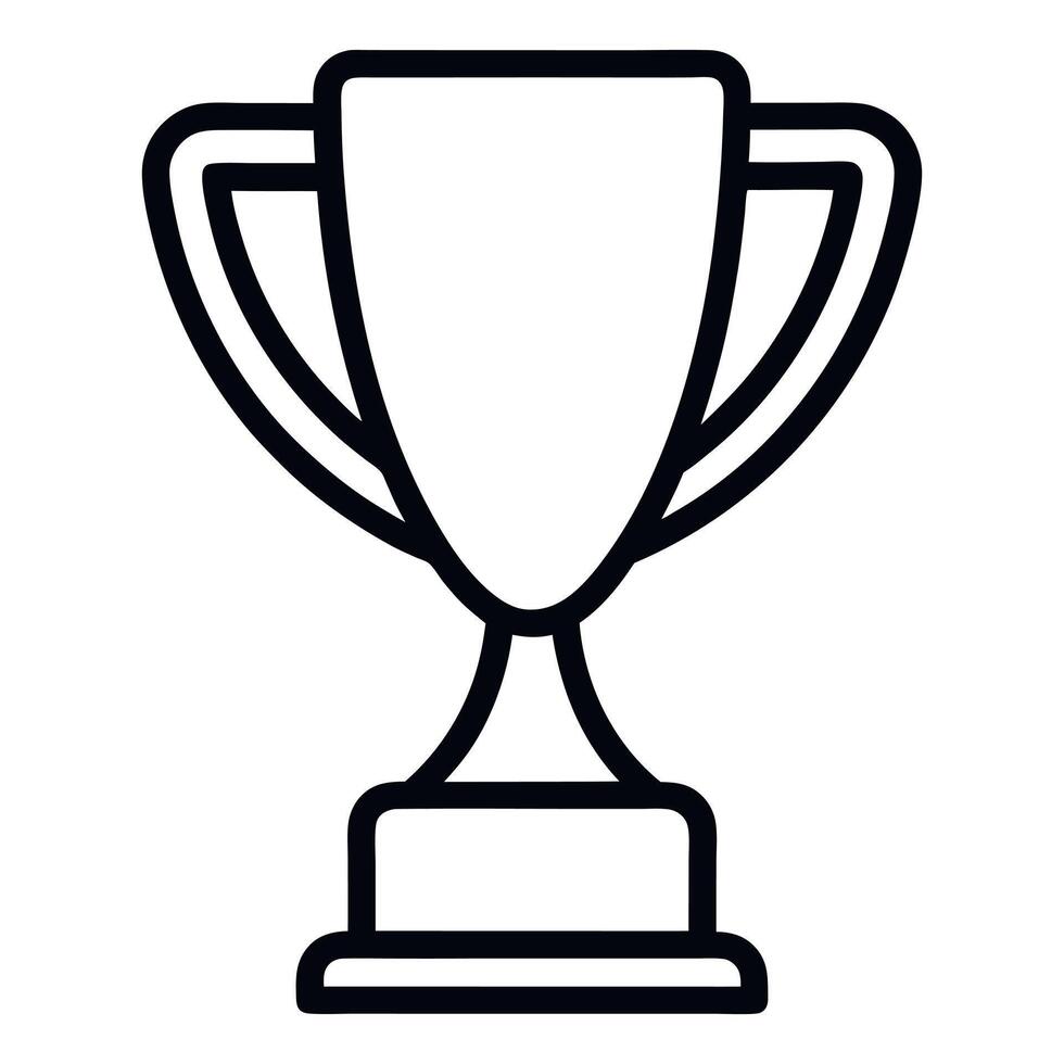 Minimalist Trophy Award Icon in Black and White Line Drawing vector