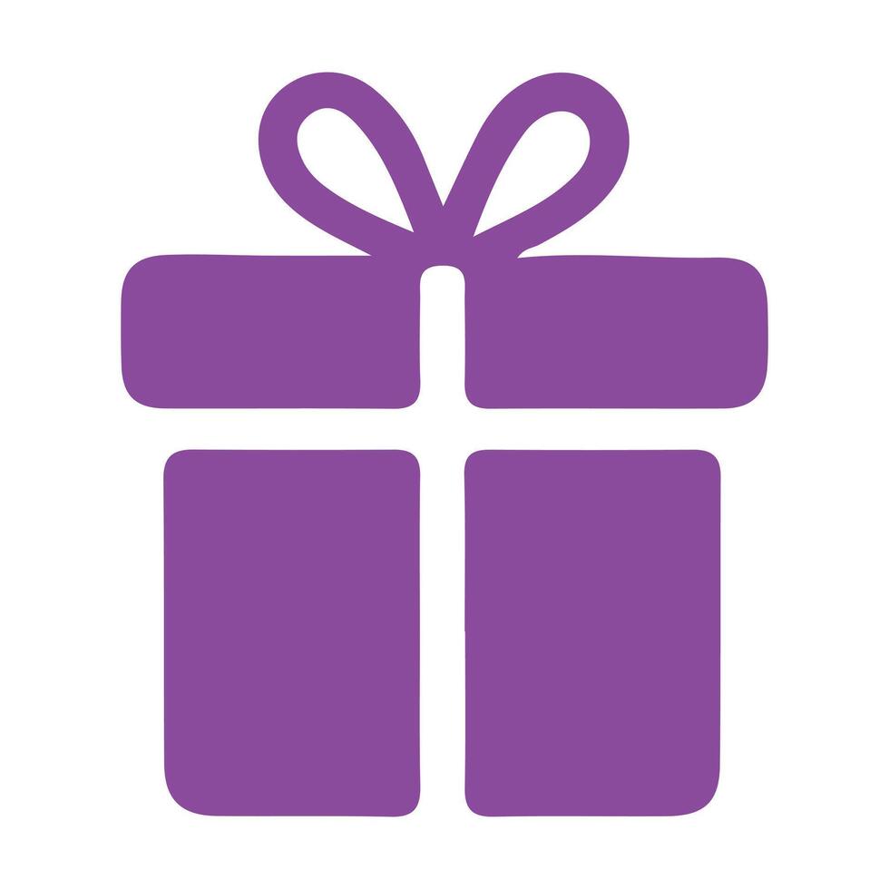 Purple Gift Box Icon with Vibrant Magenta Color Simple Geometric Design vector
