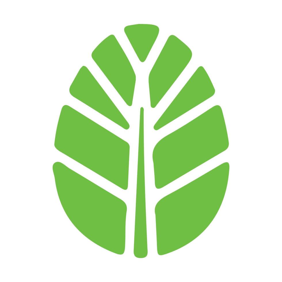 Stylized Bright Green Leaf Logo with Geometric Tree Like Design vector