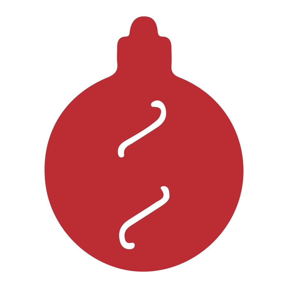 Red Christmas Ornament with White Squiggly Line Minimalist Holiday Decoration vector