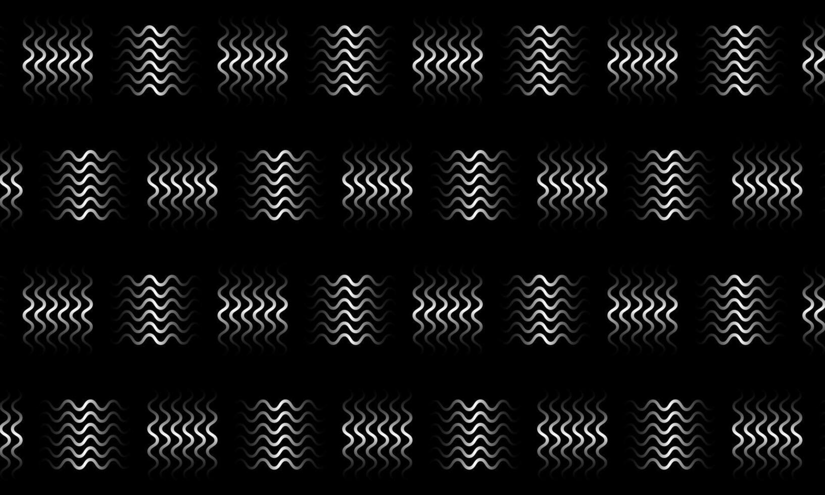 Abstract woven metal wavy pattern silver gradient background. vintage plate metallic silver on black background. vector