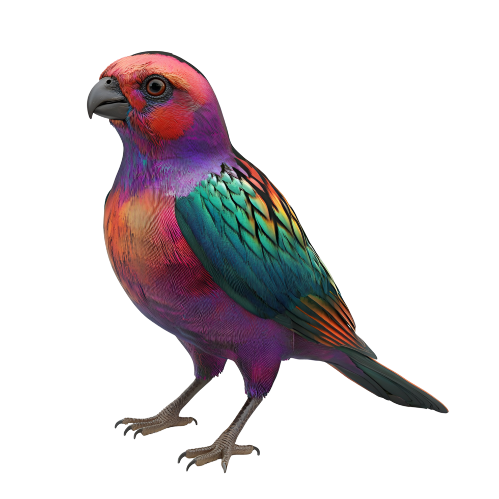 3D Exotic Blue and Orange Feathered Bird on Transparent Background png